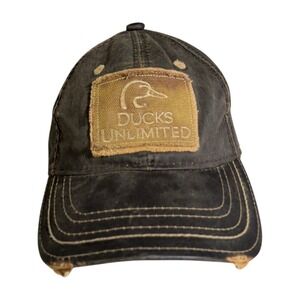 Ducks Unlimited Waxed Hat Mens Strapback Patch Cap Hunting Outdoor Outdoorsman